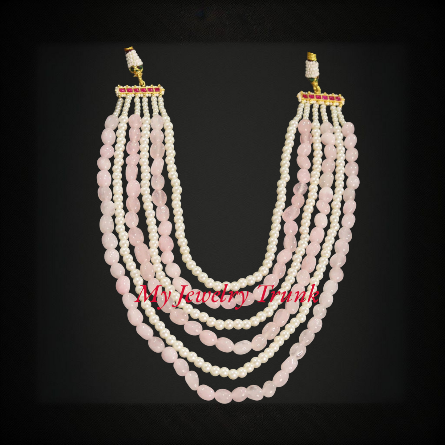 Pearl & Color Stone Long Necklace