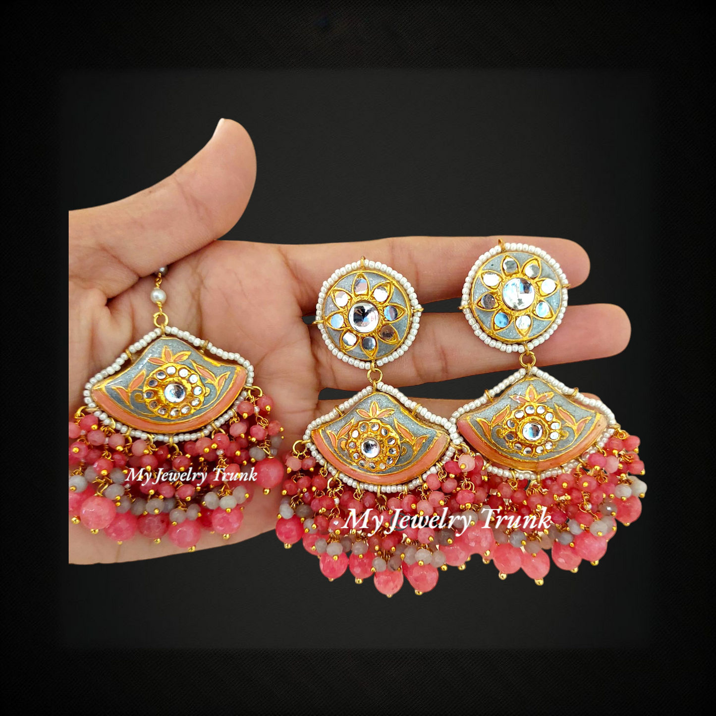 Meenakari Earring & Tika Set