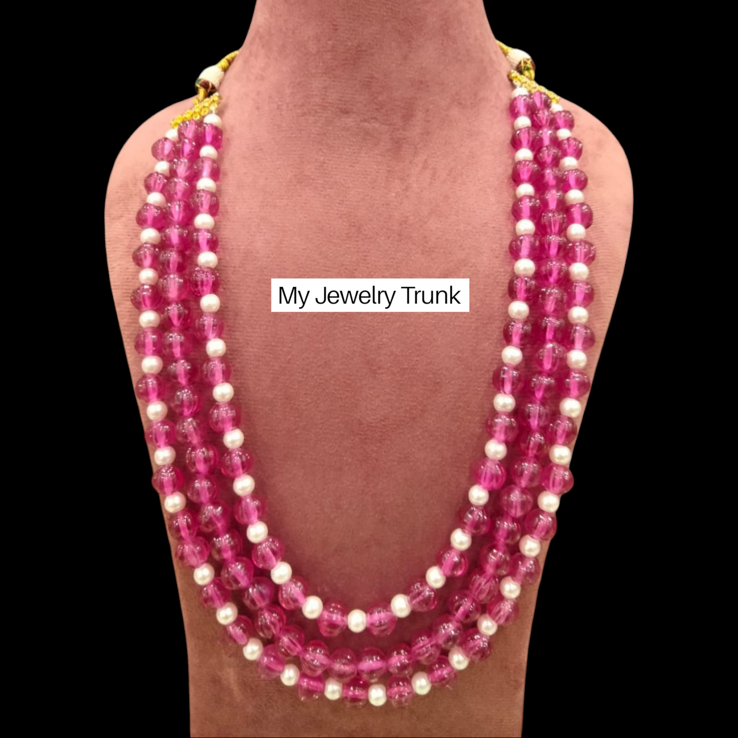 Color Stone & Pearl Long Necklace