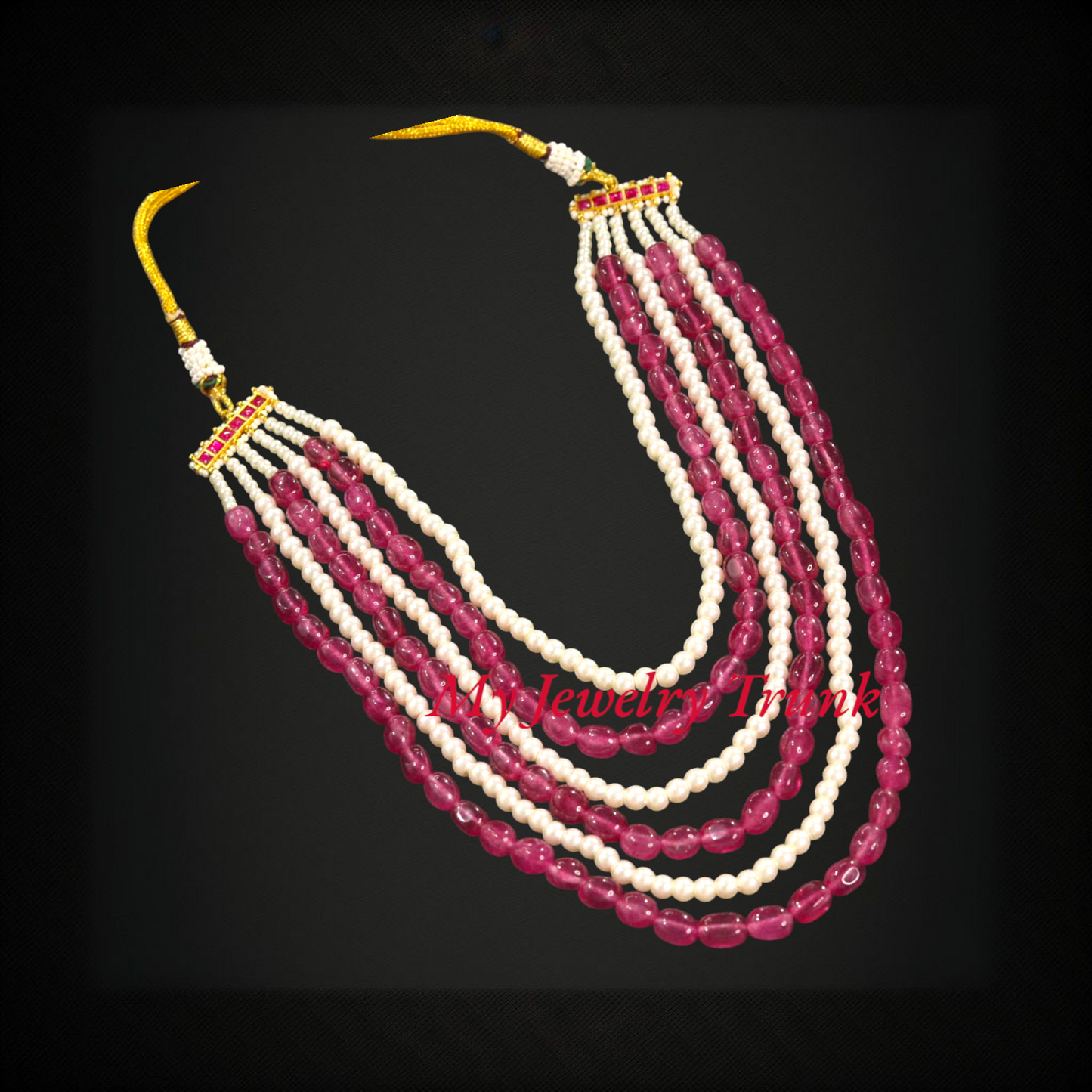 Pearl & Color Stone Long Necklace