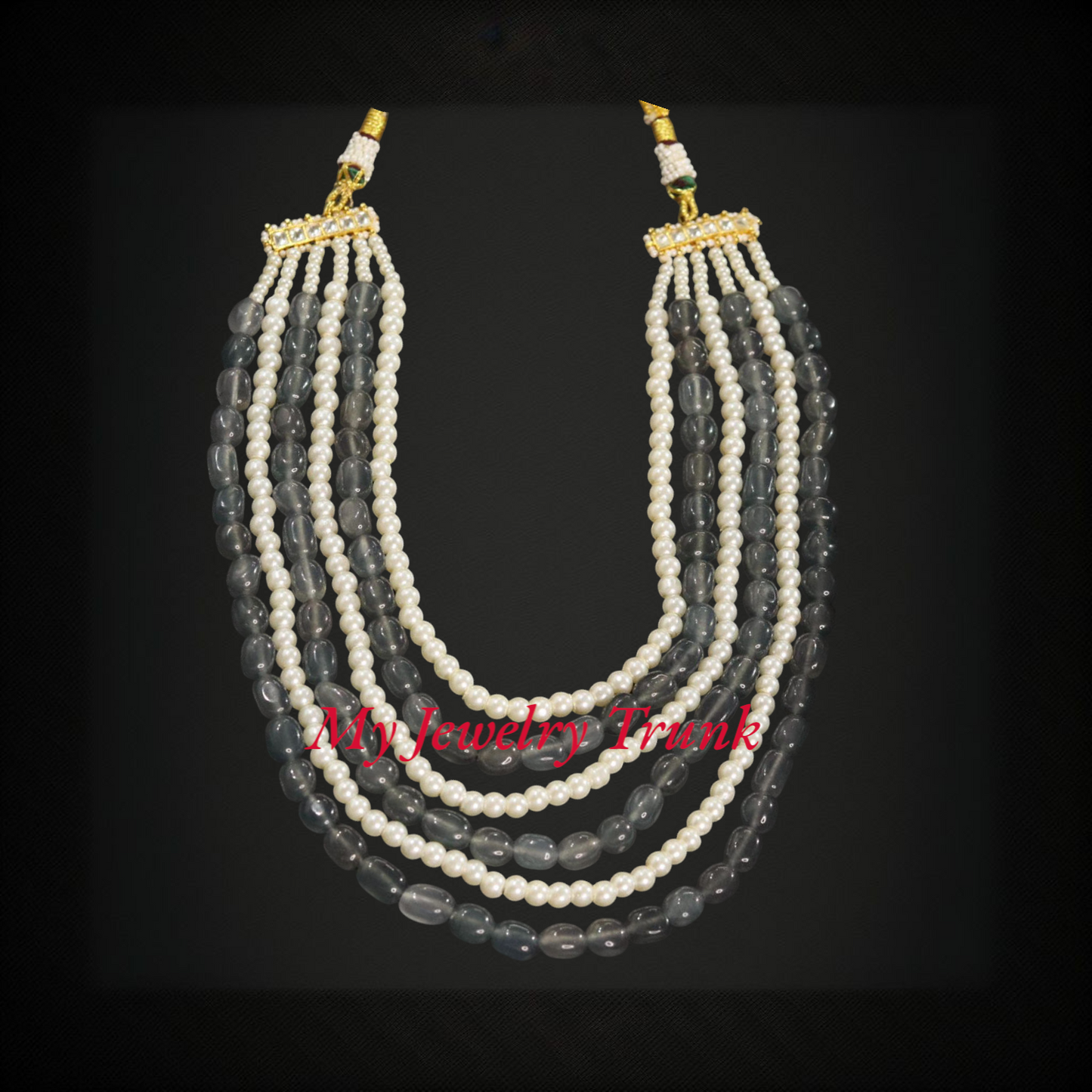 Pearl & Color Stone Long Necklace