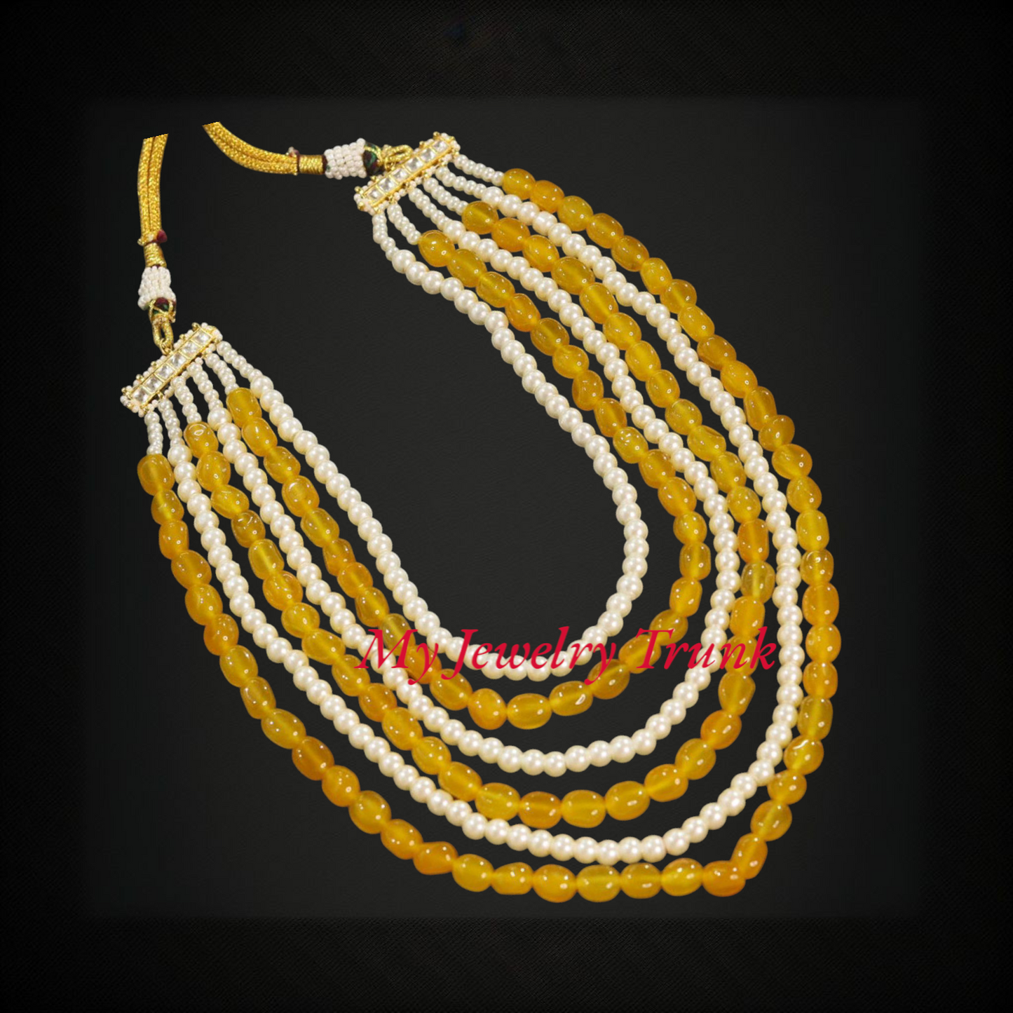 Pearl & Color Stone Long Necklace